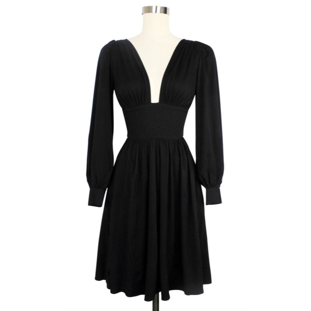 ISO TRADE: Deep Cut Bianca Mini Dress - Black Rayon Stretch